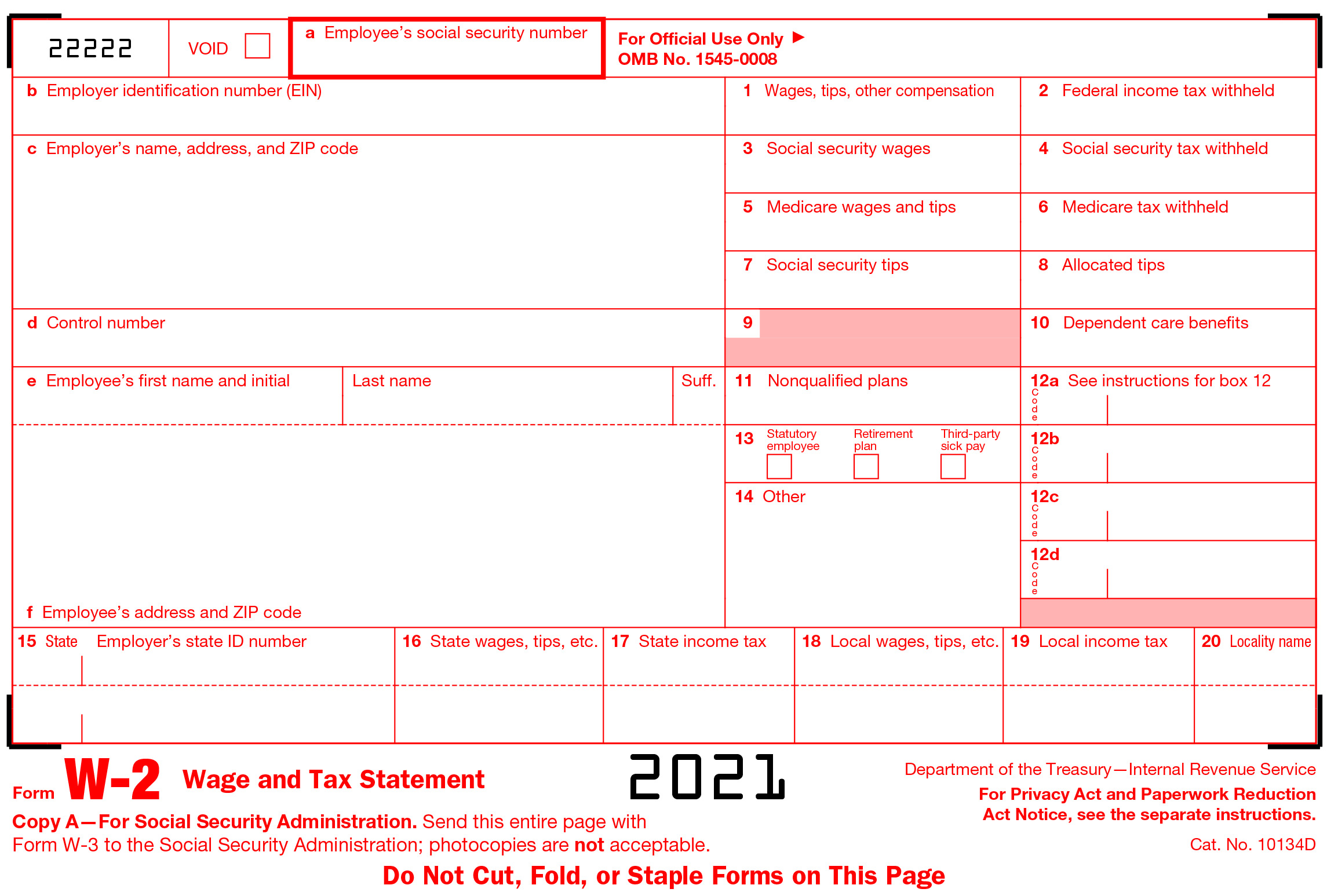 2021 W2 Form, Printable W2 Form 2021 & Download