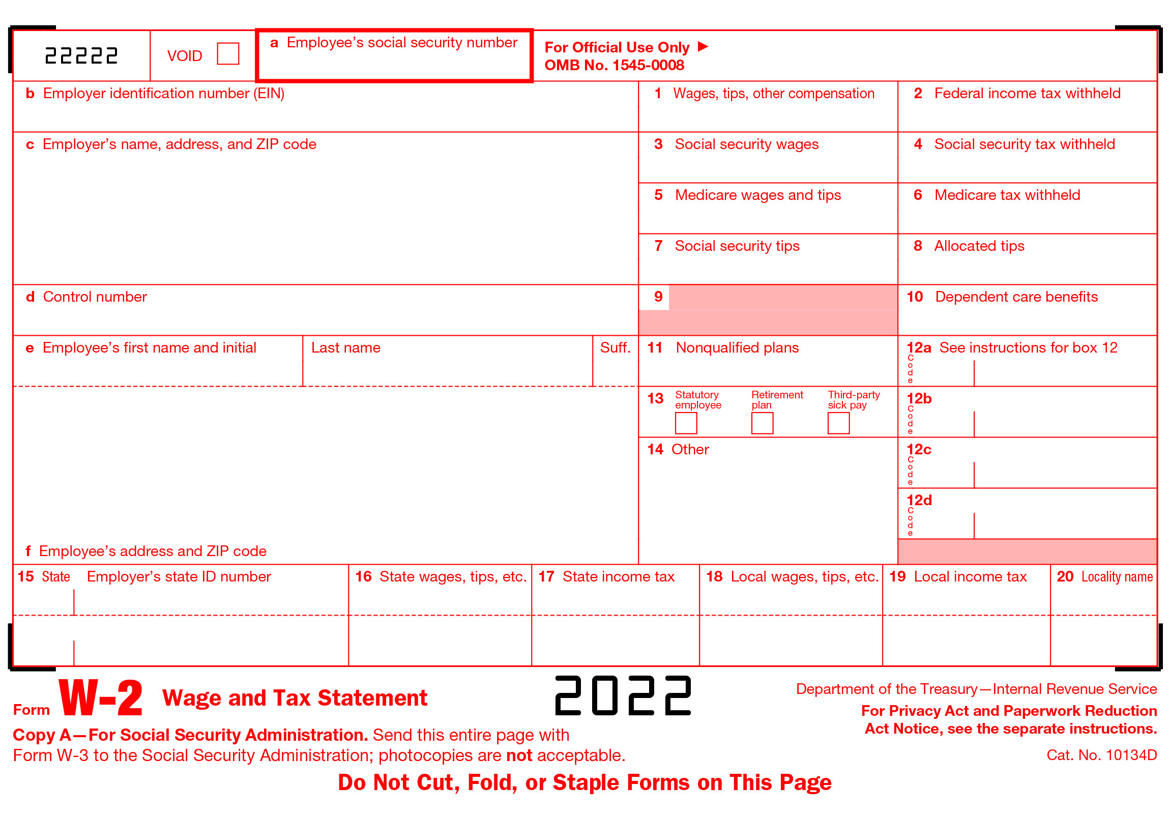 W-2 Form 2022