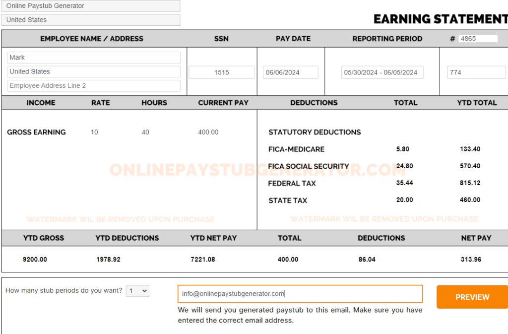 100 free online paystub generator